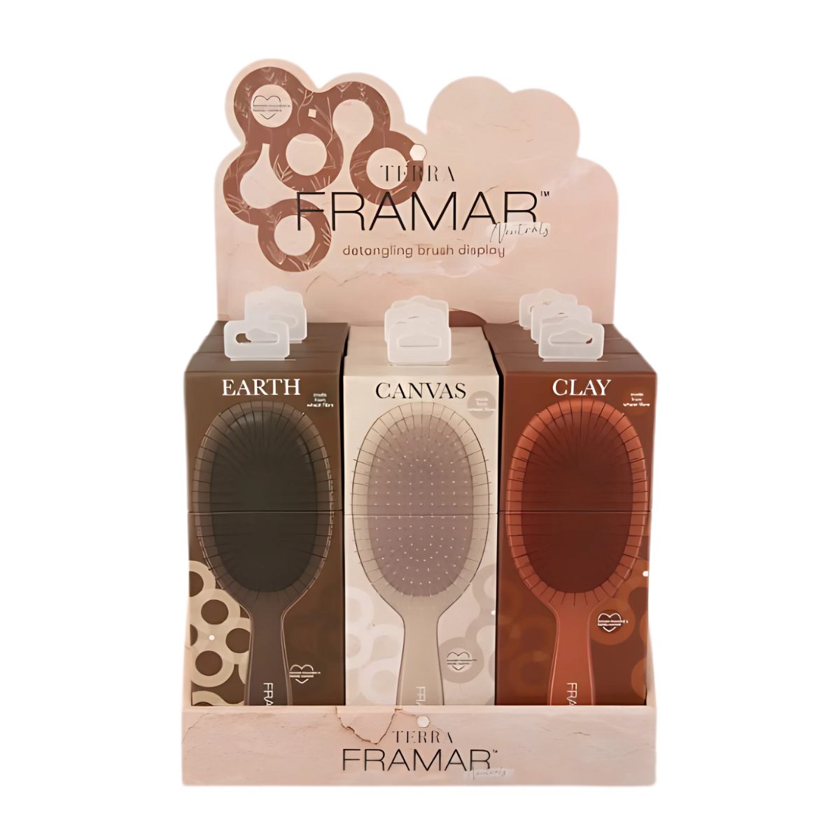 Framar Detangle Brush Display Neutrals Terra 9pc
