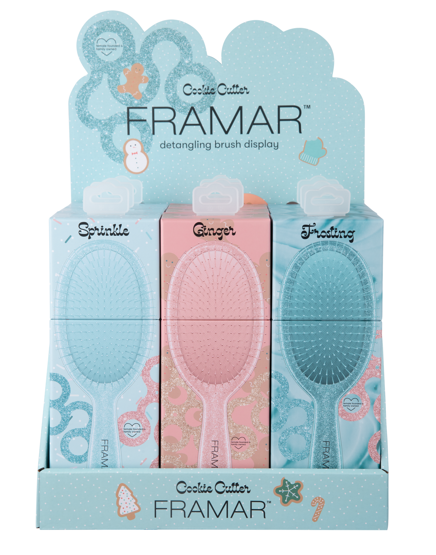 Framar Detangle Brush Display - Cookie Cutter 9pc