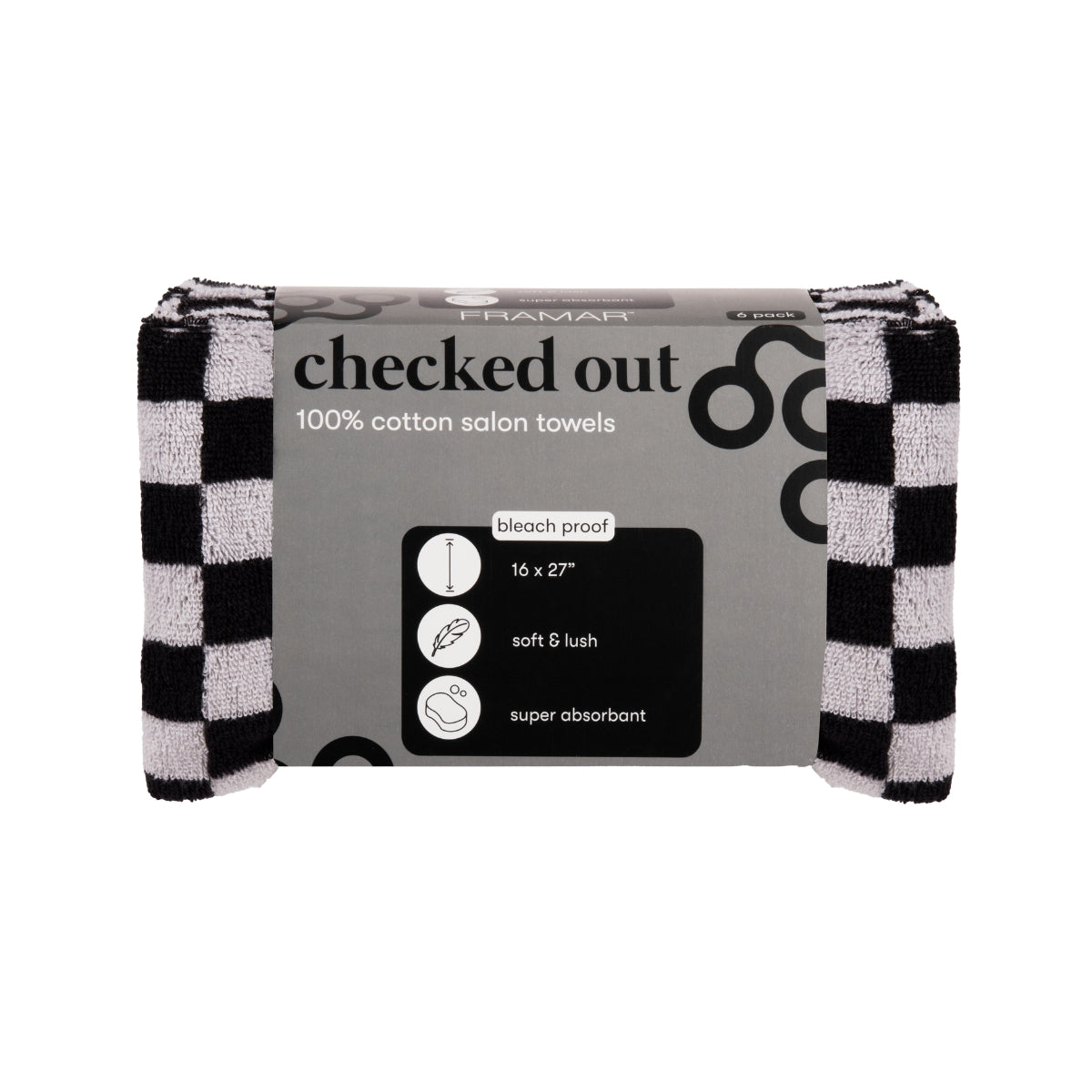 Salon Towels Black & White Checkered Style 1