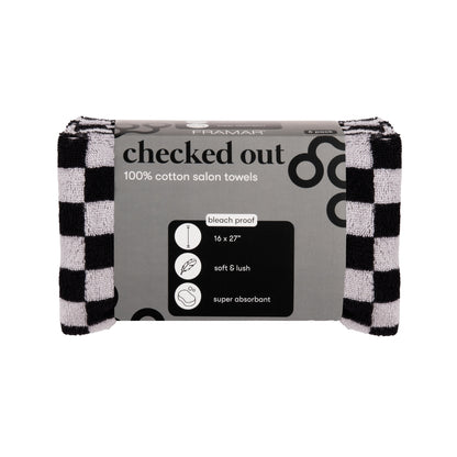 Salon Towels Black & White Checkered Style 1