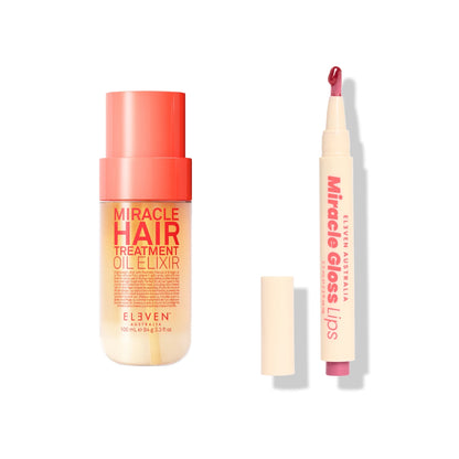 AKTIONSSET: 4x Miracle Hair Treatment Oil Elixir + 4x GRATIS Gloss Lips
